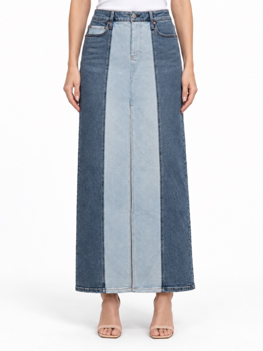 Alice + Olivia Jeans - Georgia Two-Tone Denim Maxi Skirt